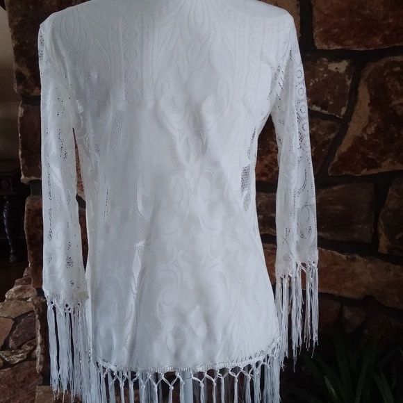 White lace fringe beach cover up - small - Picture 3 of 8